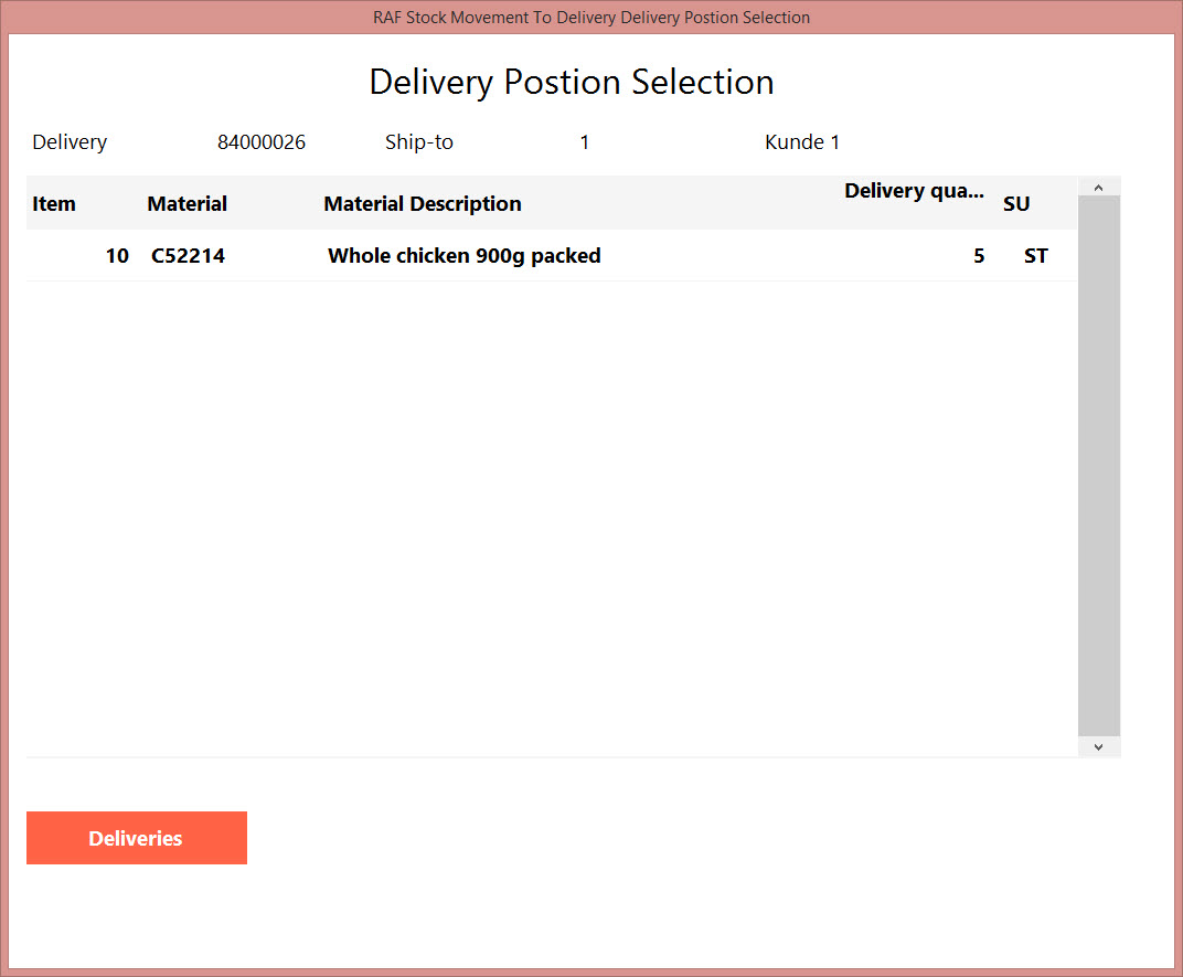Select Delivery Position